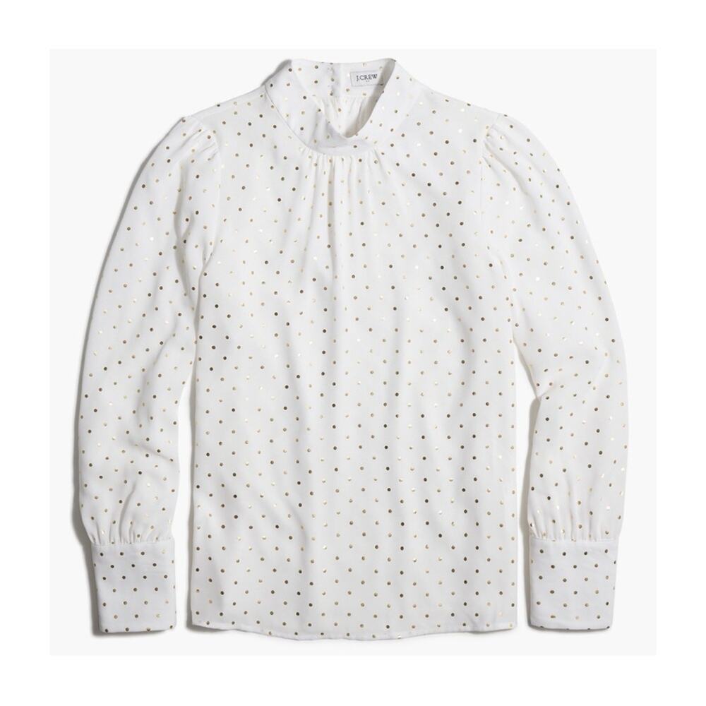J. Crew Long-Sleeve Shirred Mockneck Top